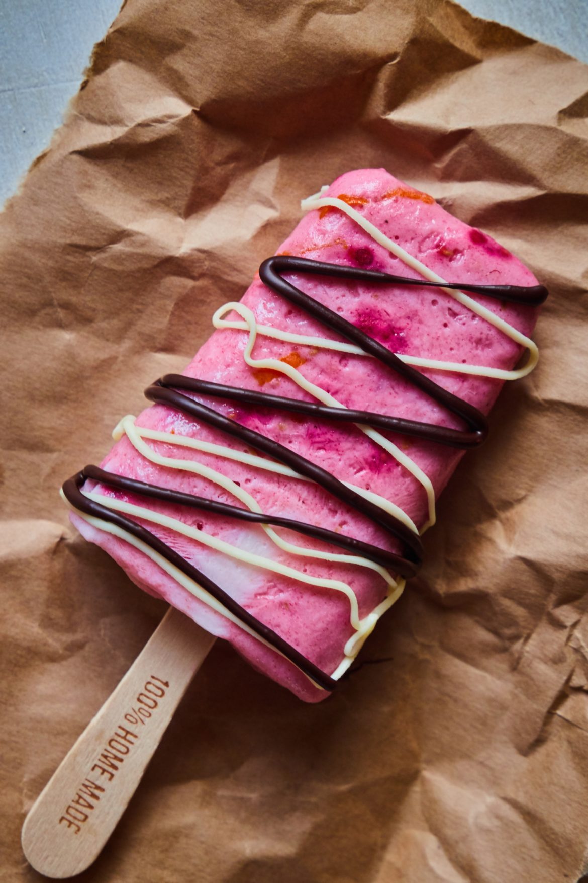 Ispinde med hindbær & appelsin